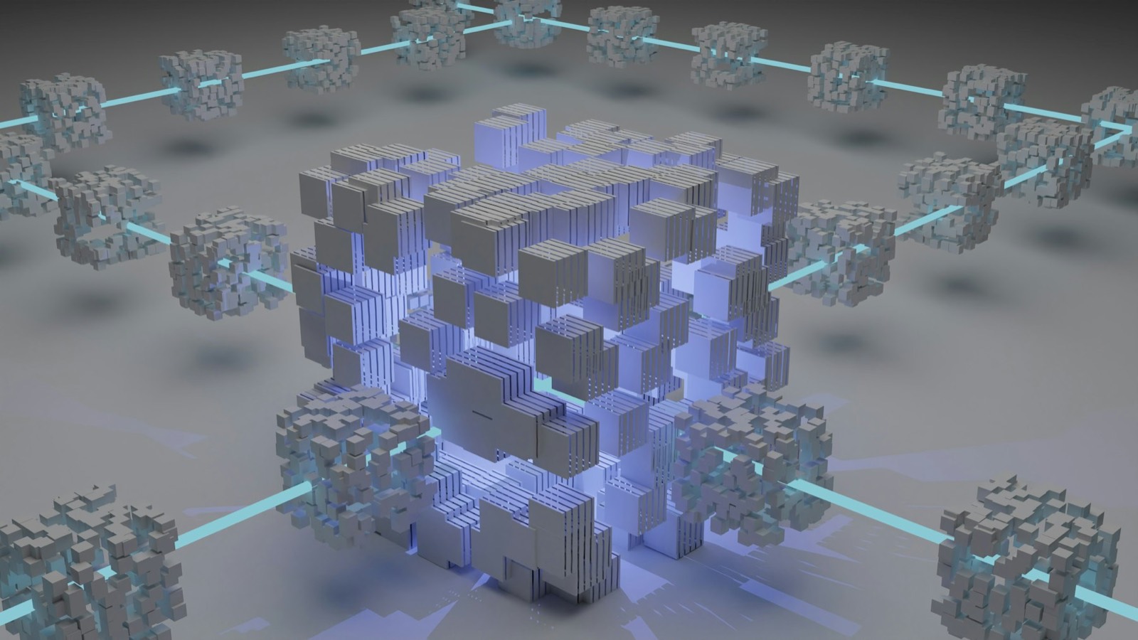 3D blockchain ledger render